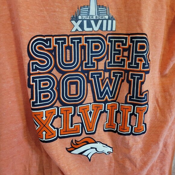NWT Scoop Neck T Shirt Womens Large Orange Denver Broncos Super Bowl XLVIII NFL - Picture 3 of 9